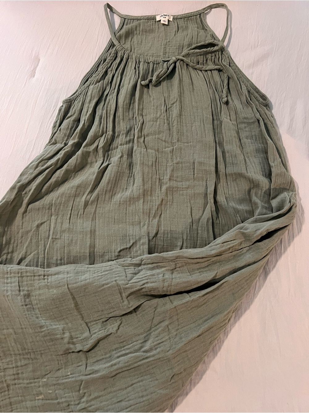 dylan Sage Green Maxi Dress with Tie Front